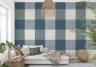 Dusty Blue Gingham Checkered Pattern Wallpaper 1