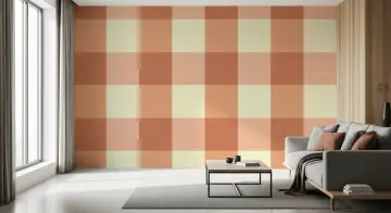 Terracotta and Cream Gingham Check Pattern Wallpaper