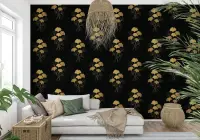 Elegant Gold Ginkgo Leaf Pattern Wallpaper