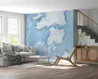 Textured Abstract Blue Ocean and White Landmass Mural