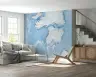 Textured Abstract Blue Ocean and White Landmass Mural 2