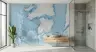 Textured Abstract Blue Ocean and White Landmass Mural 1