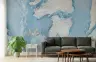 Textured Abstract Blue Ocean and White Landmass Mural 3