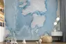 Textured Abstract Blue Ocean and White Landmass Mural 5