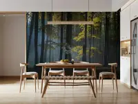 Misty Golden Forest Wall Mural