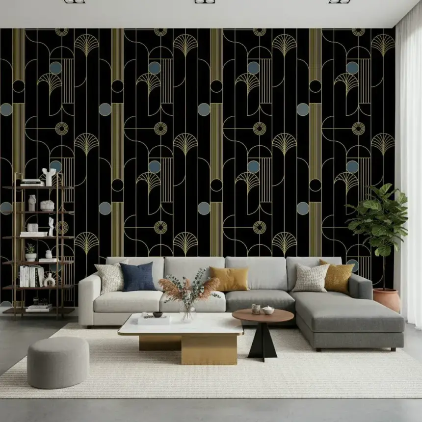 Golden Arcadia Harmony Deco Wallpaper