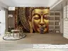 Serene Golden Buddha Head Wall Mural 2