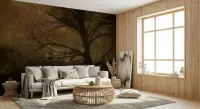 Mysterious Golden Twilight Tree Wall Mural