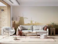 Golden Hour Windmill Landscape Wall Mural