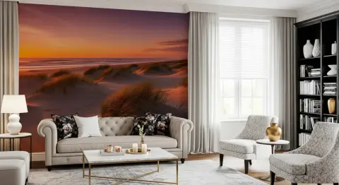 Golden Hour Coastal Dunes Wall Mural