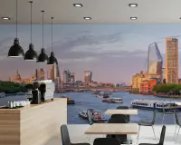London Cityscape Thames River Evening Wall Mural