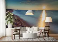 Golden Hour Coastal Horizon Wall Mural