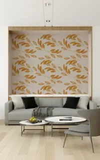 Contemporary Golden Leaf Botanical Wallpaper