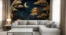 Golden Oriental Temple and Moon Wall Mural 2
