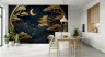 Golden Oriental Temple and Moon Wall Mural 1