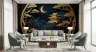 Golden Oriental Temple and Moon Wall Mural 4