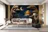 Golden Oriental Temple and Moon Wall Mural 5
