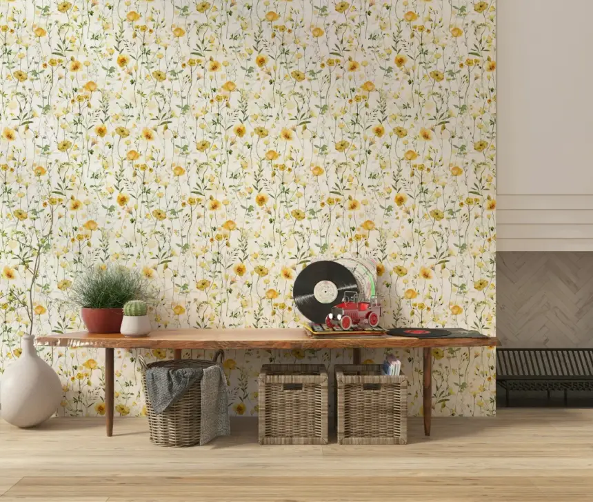Golden Meadow Blooms Wallpaper