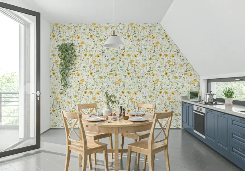 Golden Meadow Blooms Wallpaper