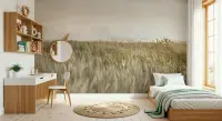 Golden Grassland Scenic Wall Mural for Peaceful Interiors
