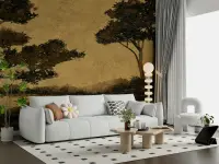 Golden Textured Forest Landscape Wall Mural