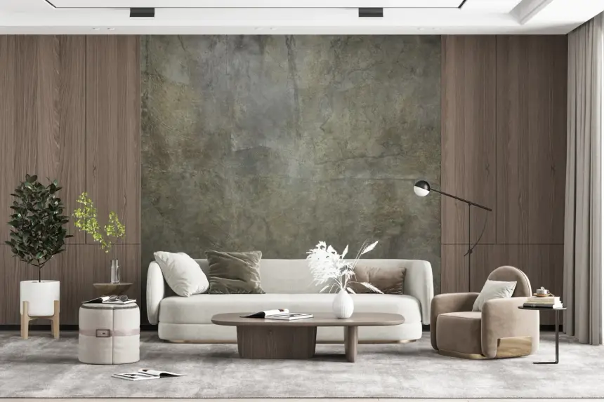 Golden Paper Collage Wall Mural