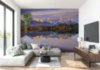 Golden Peaks Lake Reflection Wall Mural