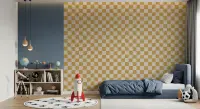 Playful Mustard Checkered Ripple Effect Wallpaper