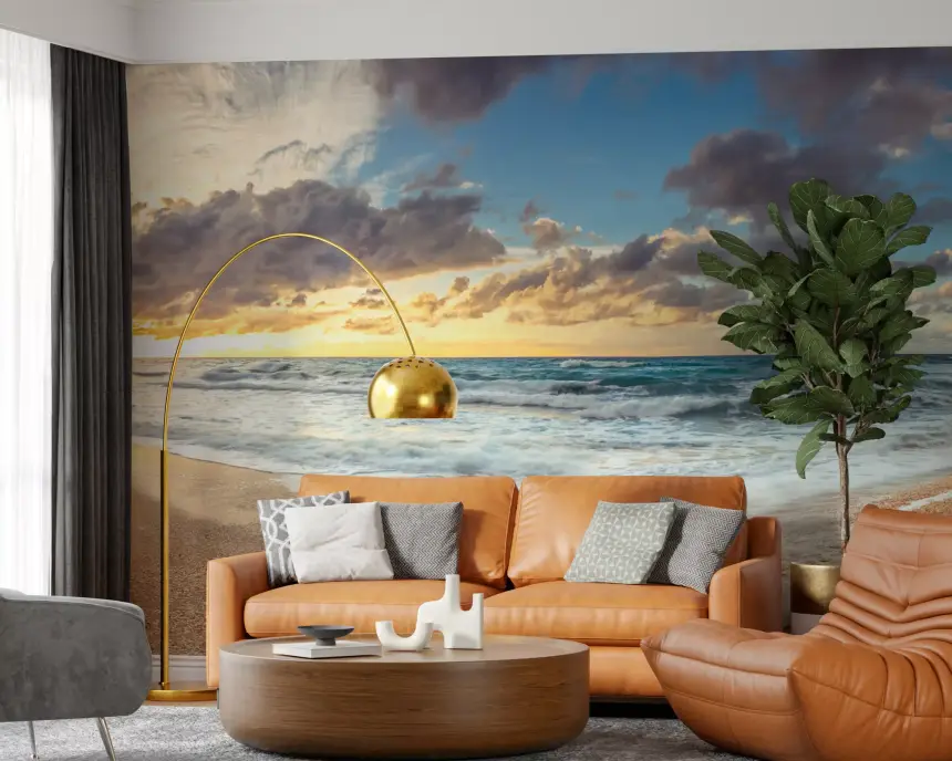 Golden Shoreline Serenity Wall Mural