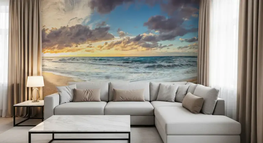 Golden Shoreline Serenity Wall Mural