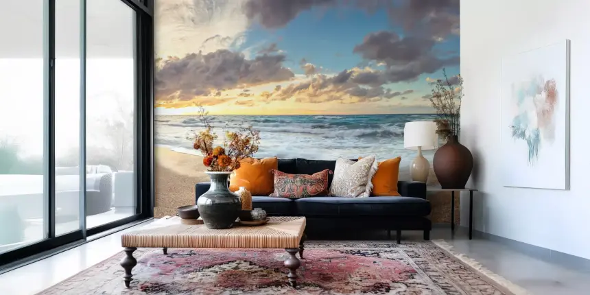 Golden Shoreline Serenity Wall Mural