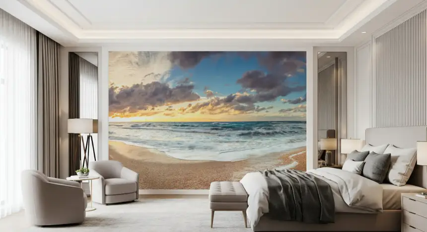 Golden Shoreline Serenity Wall Mural