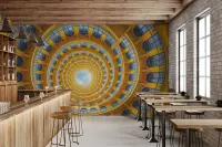 Vibrant Architectural Spiral Building Wall Mural