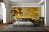 Abstract Golden Sunflower Wall Mural for Modern Interiors