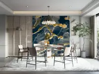 Opulent Navy Gold Abstract Marble Wall Mural