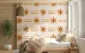Hand-Painted Golden Sun and Wave Motif Wallpaper 1