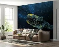 Golden Spotted Whale Shark Ocean Depths Wall Mural