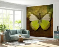 Golden Green Butterfly Art Wall Mural