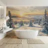 Golden Glow Winter Forest Mural 4