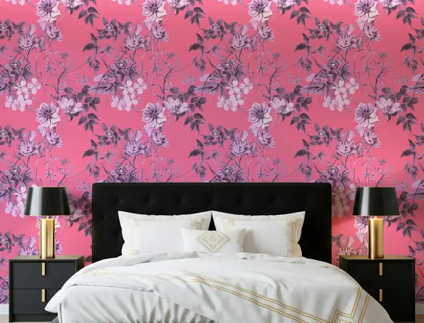 Fuchsia Garden Prints Wallpaper