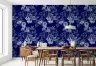 Elegant Indigo Botanical Floral Pattern Wallpaper 2