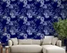 Elegant Indigo Botanical Floral Pattern Wallpaper 1