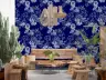 Elegant Indigo Botanical Floral Pattern Wallpaper 3