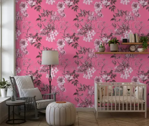 Elegant Fuchsia Botanical Floral Wallpaper