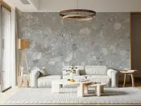Contemporary Grey Terrazzo Stone Pattern Wallpaper