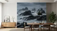 Mystical Grey Coastal Rocks Seascape Wall Mural