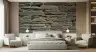 Rustic Charcoal Fieldstone Wall Mural 1