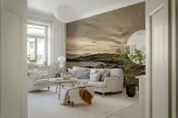 Dramatic Coastal Landscape Wall Mural with Cloudy Sky