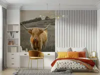 Majestic Highland Cow Landscape Wall Mural