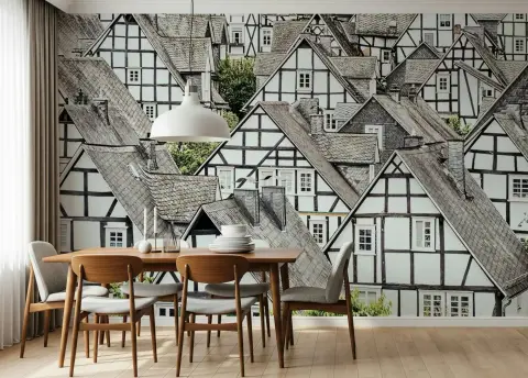 Historic European Half-Timbered Houses Wall Mural
